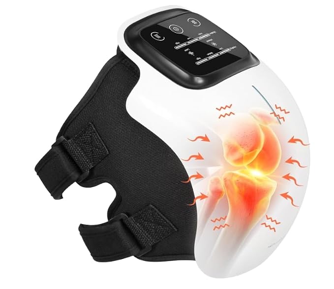 Portable Knee Massager | Cordless Heated Electric Massage Machine for Knee | 3 Vibration Levels, 3 Heating Mode | LED Display, Adjustable Knee Wrap Support | Pain Relief, Joint Pain & Muscle Relaxation
